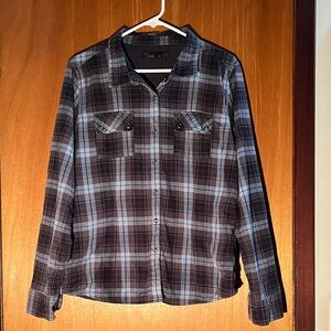 PrAna Bridget Plaid 100% Cotton Thermal Lined Long Sleeve Snap Front Shirt - XL